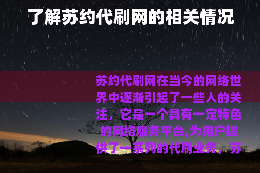 了解苏约代刷网的相关情况