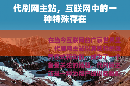 代刷网主站，互联网中的一种特殊存在