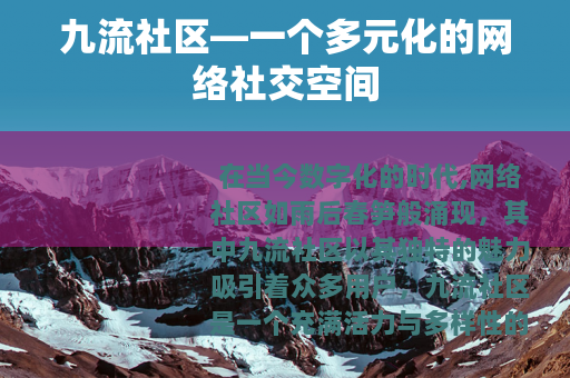 九流社区—一个多元化的网络社交空间