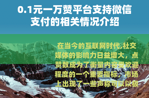 0.1元一万赞平台支持微信支付的相关情况介绍