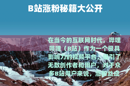 B站涨粉秘籍大公开