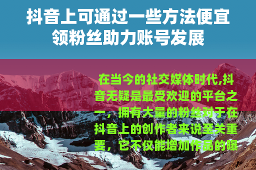 抖音上可通过一些方法便宜领粉丝助力账号发展