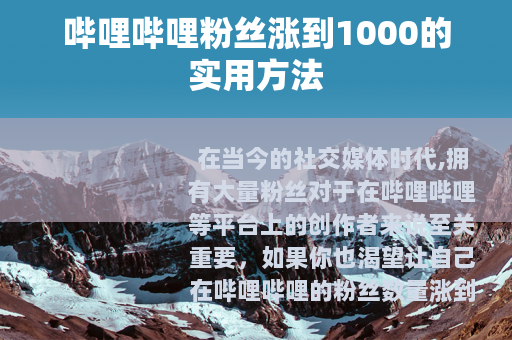 哔哩哔哩粉丝涨到1000的实用方法