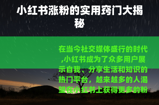 小红书涨粉的实用窍门大揭秘