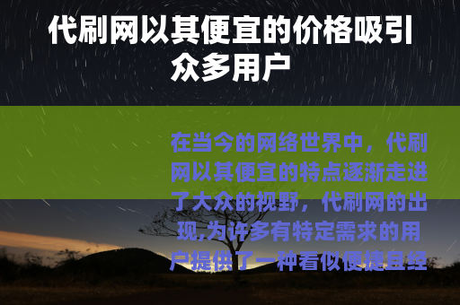 代刷网以其便宜的价格吸引众多用户