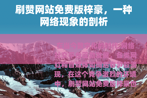 刷赞网站免费版梓豪，一种网络现象的剖析