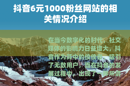 抖音6元1000粉丝网站的相关情况介绍