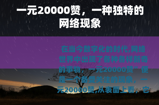 一元20000赞，一种独特的网络现象