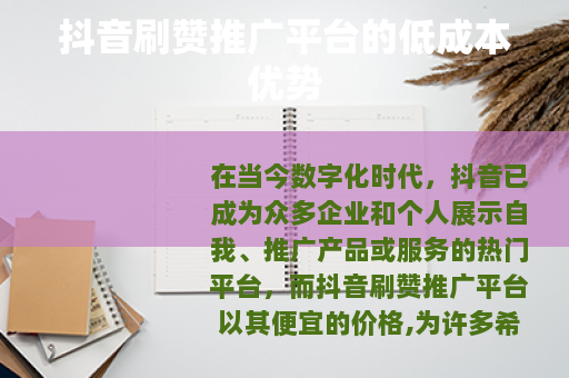 抖音刷赞推广平台的低成本优势