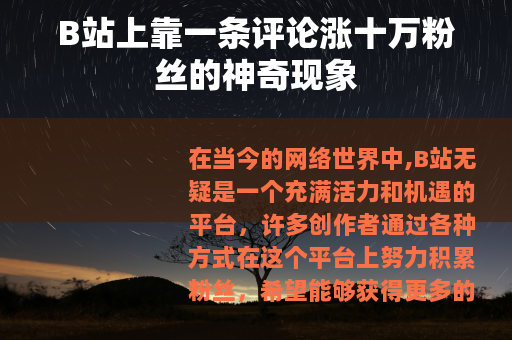 B站上靠一条评论涨十万粉丝的神奇现象
