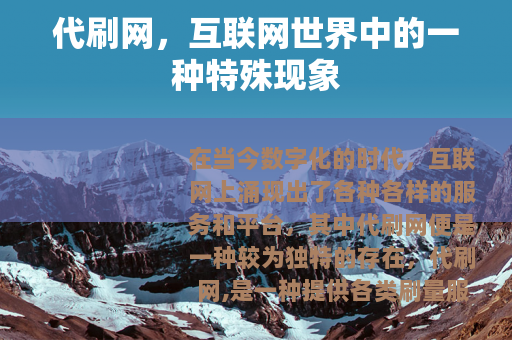 代刷网，互联网世界中的一种特殊现象