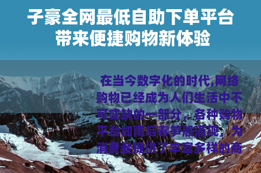 子豪全网最低自助下单平台 带来便捷购物新体验