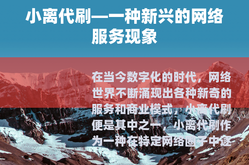 小离代刷—一种新兴的网络服务现象