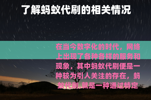 了解蚂蚁代刷的相关情况