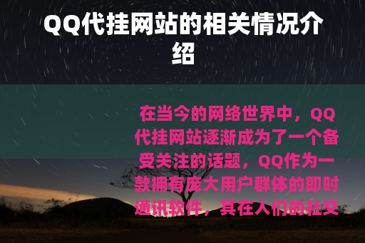 QQ代挂网站的相关情况介绍