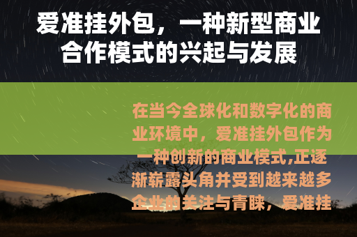 爱准挂外包，一种新型商业合作模式的兴起与发展