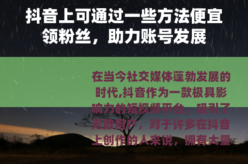 抖音上可通过一些方法便宜领粉丝，助力账号发展