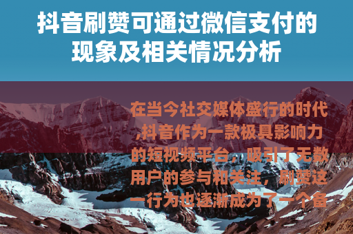 抖音刷赞可通过微信支付的现象及相关情况分析
