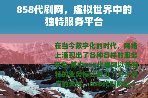 858代刷网，虚拟世界中的独特服务平台