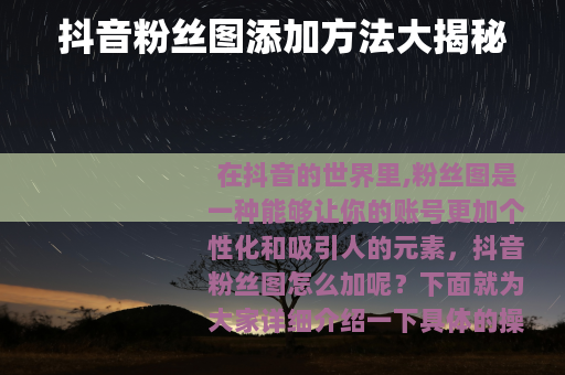 抖音粉丝图添加方法大揭秘