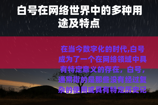 白号在网络世界中的多种用途及特点