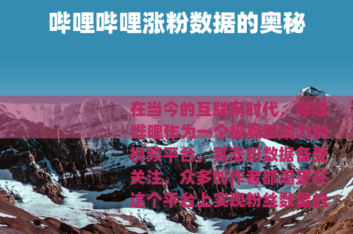 哔哩哔哩涨粉数据的奥秘