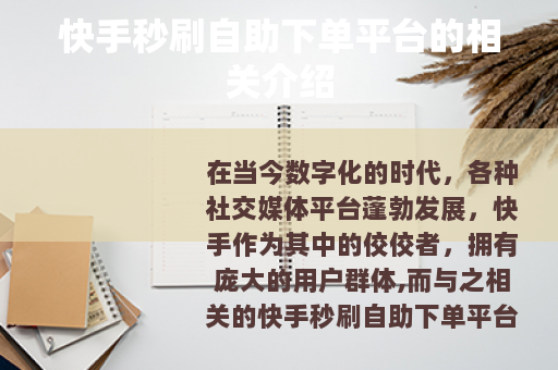 快手秒刷自助下单平台的相关介绍