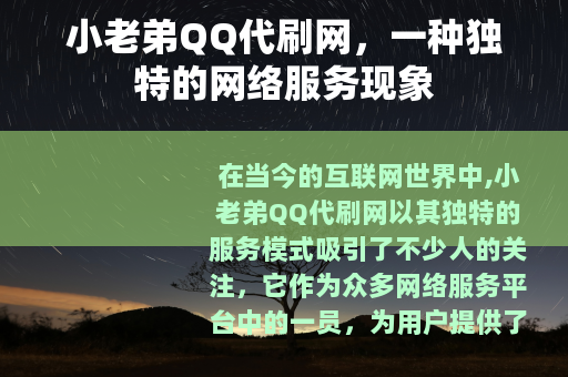 小老弟QQ代刷网，一种独特的网络服务现象