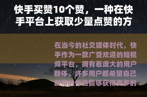 快手买赞10个赞，一种在快手平台上获取少量点赞的方式