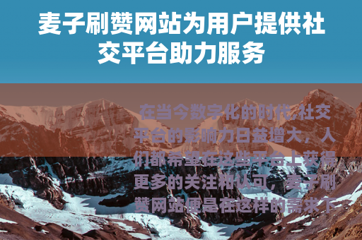 麦子刷赞网站为用户提供社交平台助力服务