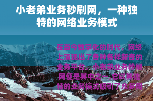 小老弟业务秒刷网，一种独特的网络业务模式