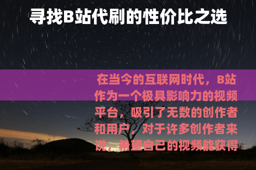 寻找B站代刷的性价比之选
