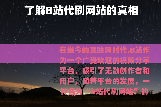 了解B站代刷网站的真相