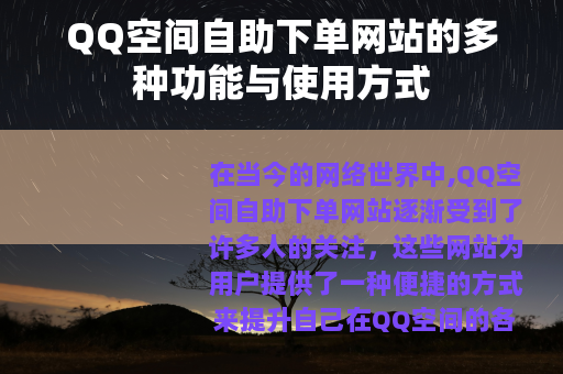 QQ空间自助下单网站的多种功能与使用方式