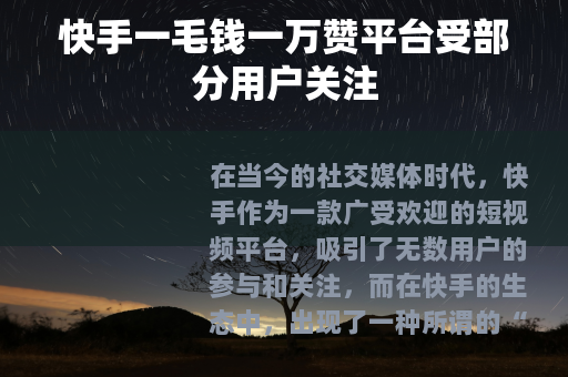 快手一毛钱一万赞平台受部分用户关注