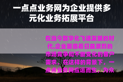 一点点业务网为企业提供多元化业务拓展平台