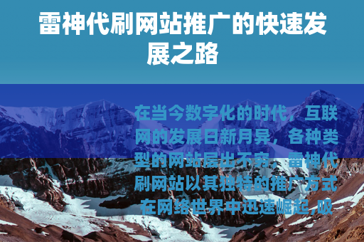 雷神代刷网站推广的快速发展之路