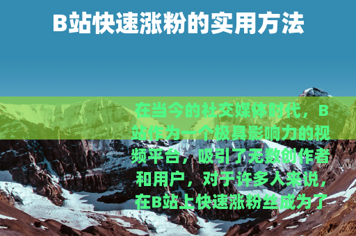 B站快速涨粉的实用方法
