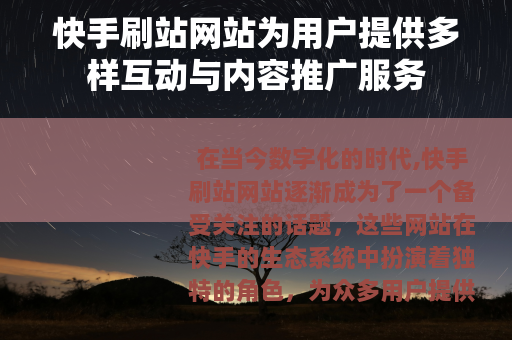 快手刷站网站为用户提供多样互动与内容推广服务