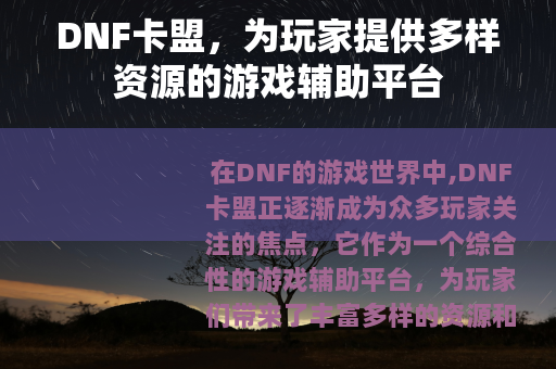 DNF卡盟，为玩家提供多样资源的游戏辅助平台