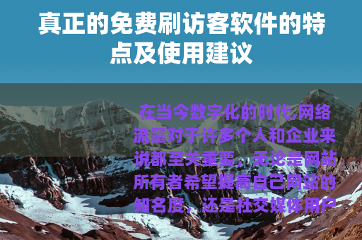 真正的免费刷访客软件的特点及使用建议