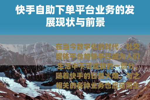 快手自助下单平台业务的发展现状与前景