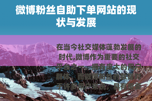 微博粉丝自助下单网站的现状与发展