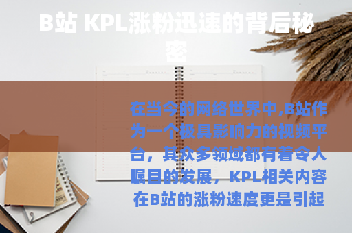 B站 KPL涨粉迅速的背后秘密