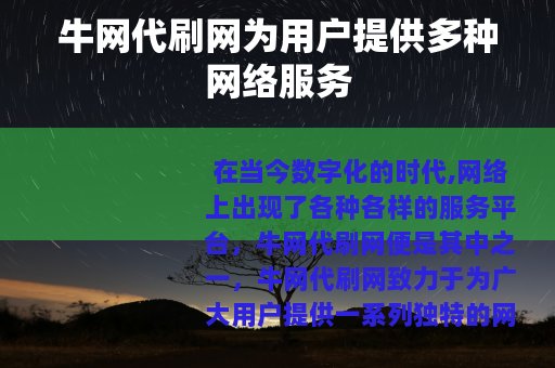 牛网代刷网为用户提供多种网络服务