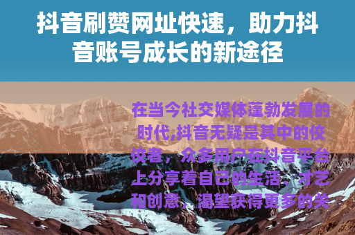 抖音刷赞网址快速，助力抖音账号成长的新途径