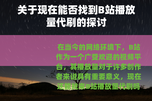 关于现在能否找到B站播放量代刷的探讨