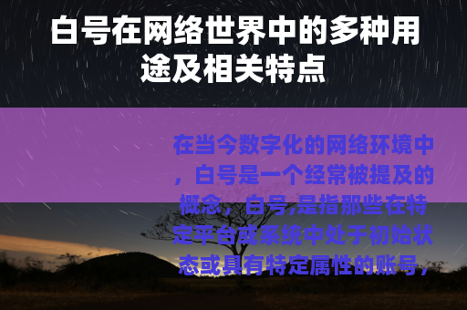 白号在网络世界中的多种用途及相关特点
