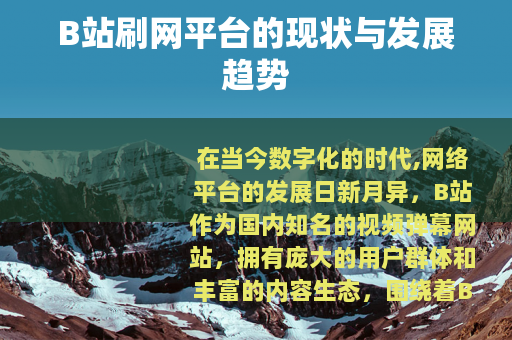 B站刷网平台的现状与发展趋势