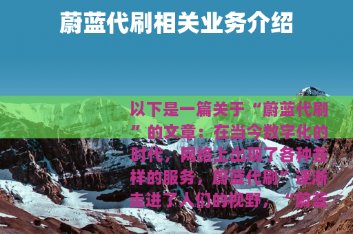 蔚蓝代刷相关业务介绍